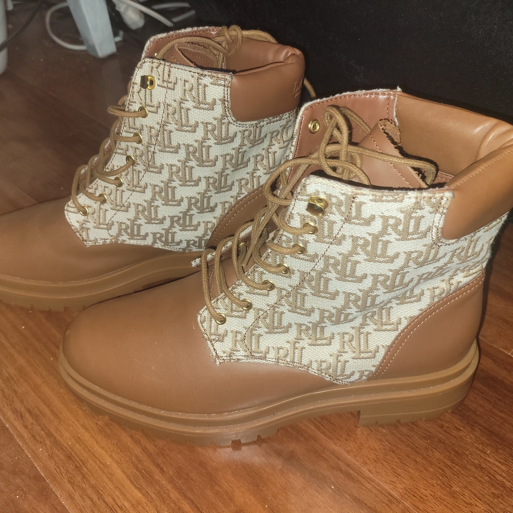 Ralph Lauren Tan and Cream Ankle Booties